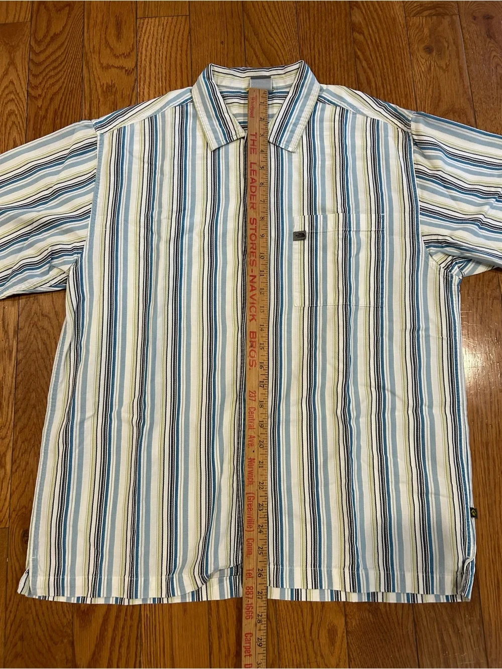 The North Face A5 Series Shirt Men's L Striped Short Sleeve Button Down Blue